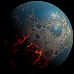 Terra durante la transizione Adeano-Archeano (fonte: apod.nasa.gov)