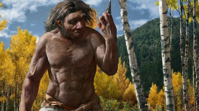 Un probabile nuovo antenato dell'uomo, <i>Homo longi</i>.
Illustrazione artistica.